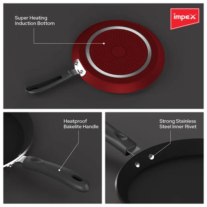 Impex ITP-2820 Induction Base Nonstick Aluminium Tawa Pan (28 cm,Maroon)