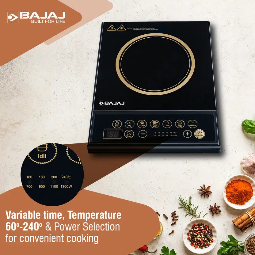 BAJAJ 1300 W Induction Cooktop Push Button  (Black, ICX 130)