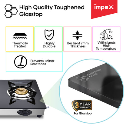 3-Burner Glasstop Gas Stove | Aspira 3B