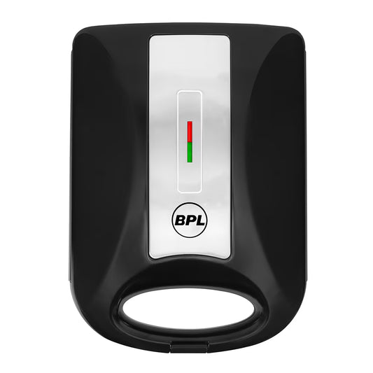 BPL 1200W 4-Slice Grill Sandwich Maker with Large Non-Stick Coating Plates, Cool Touch Handle with Lock, Ready Function LED Indicator, 2 Years Warranty, Black